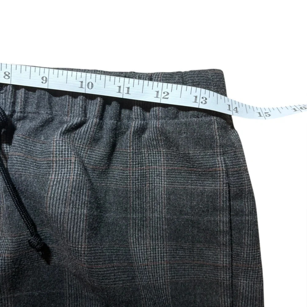 The Group Babaton Aritzia Plaid Ankle Pants Grey Drawstring S